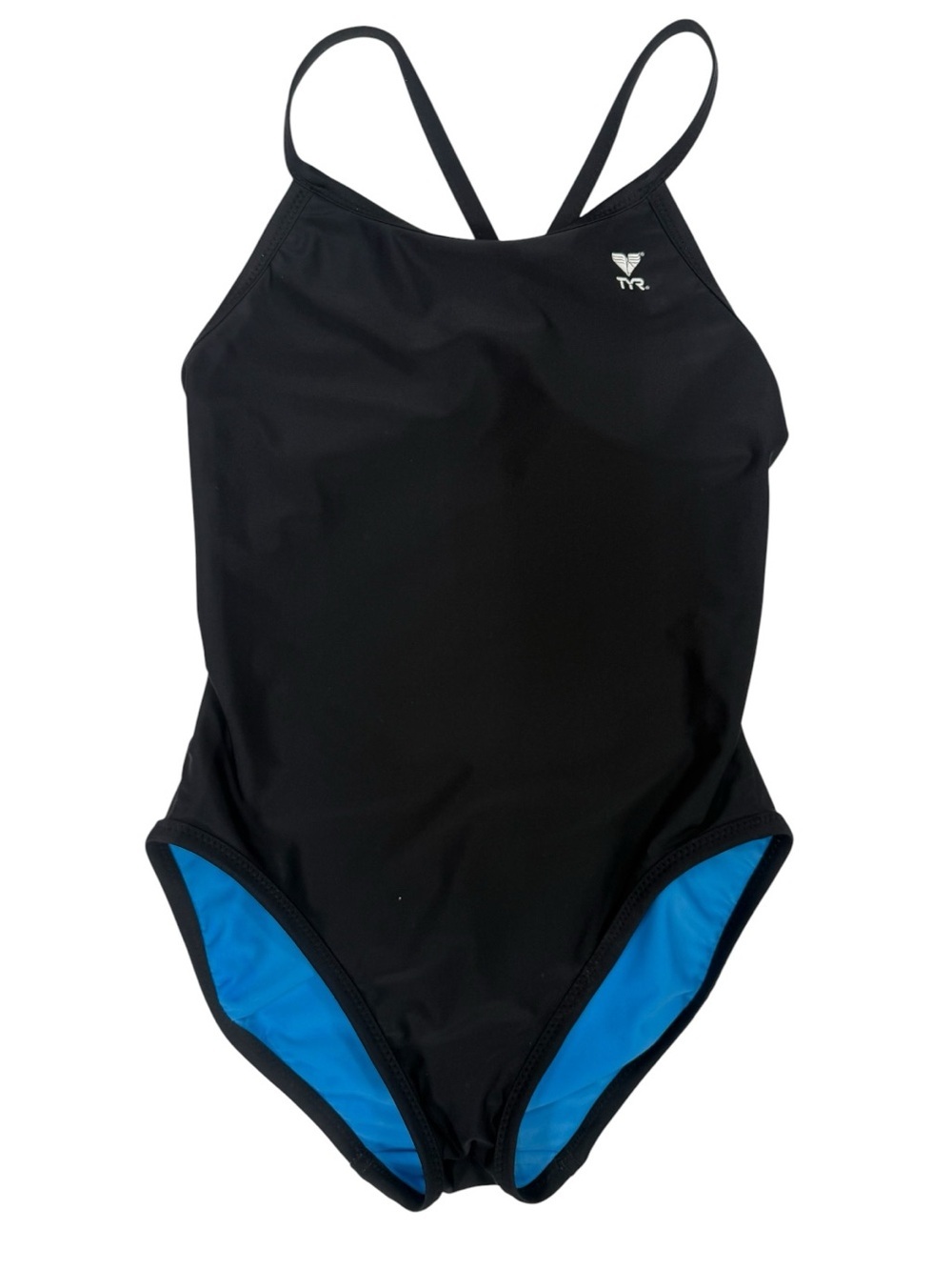 TYR Black Swimsuit with Bright Blue Lining